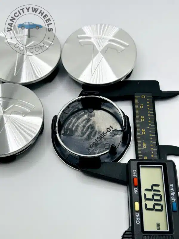 Tesla 57mm Chrome Wheel Center Caps - 4pc Set for Model 3, Y, S, X - Image 2