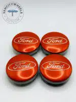 Ford 54mm Red and Chrome Wheel Center Caps