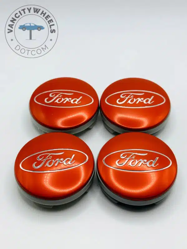 Red R Wheel Cap Ford 54mm Red & Chrome Wheel Center Caps - 4pc Set 6M21-1003-AA