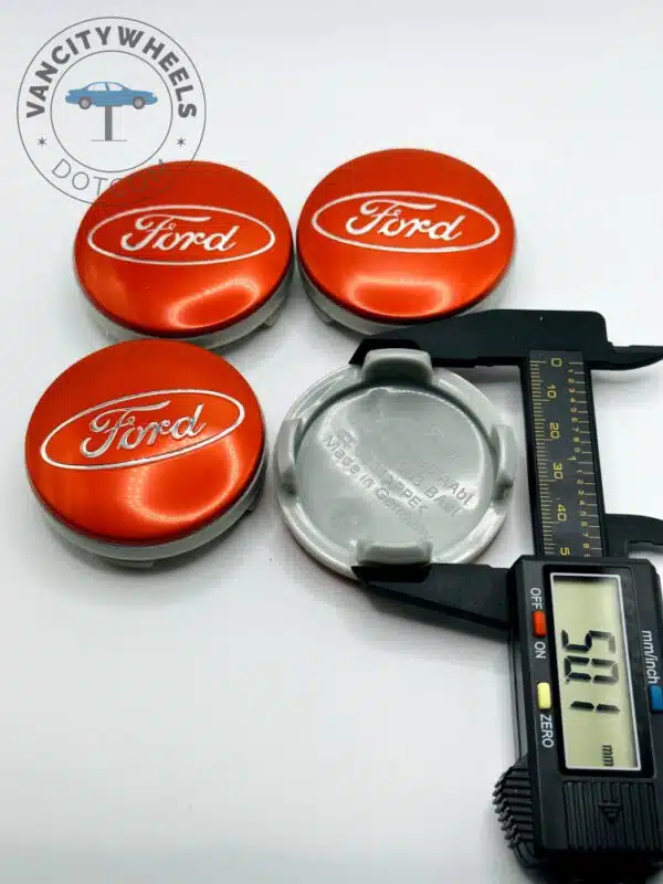Ford 54mm Red & Chrome Wheel Center Caps - 4pc Set 6M21-1003-AA - Image 3