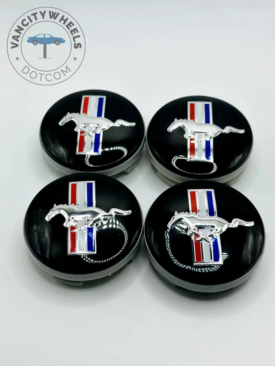 Ford Mustang 54mm Black Wheel Center Caps