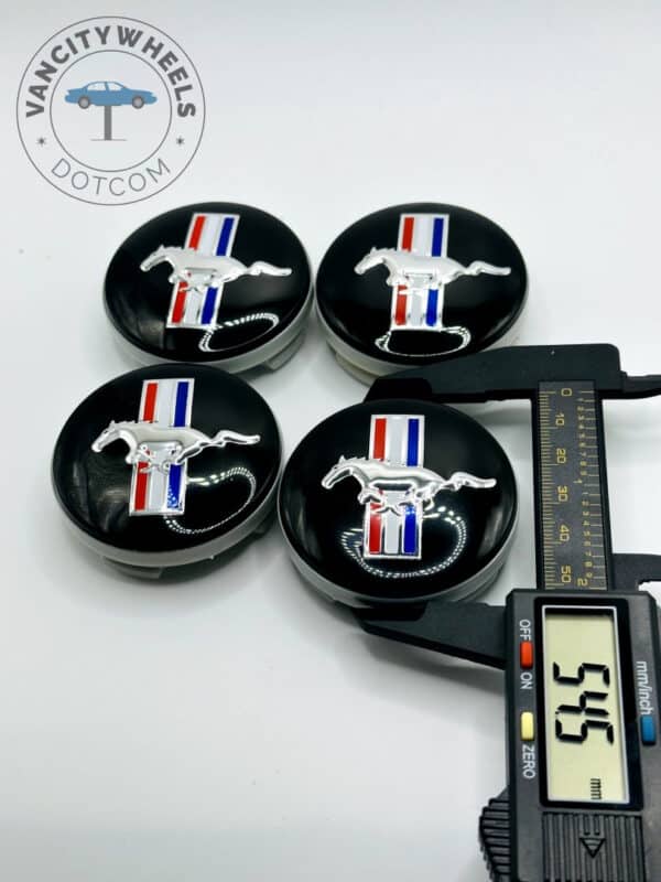 Ford Mustang 54mm Black Wheel Center Caps - 4pc Pony Logo Set - Image 2