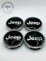 Jeep 68mm Black and Silver Wheel Center Caps