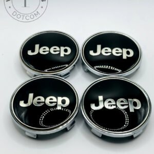 Jeep 68mm Black and Silver Wheel Center Caps