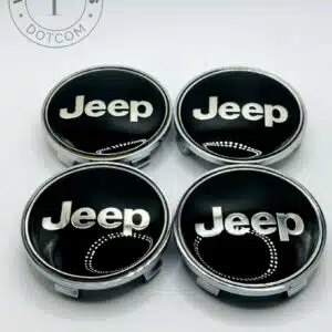 Jeep 68mm Black and Silver Wheel Center Caps