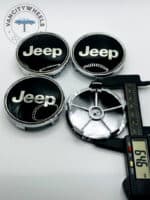 Jeep 68mm Black & Silver Wheel Center Caps - 4pc Set for Wrangler & Cherokee - Image 3