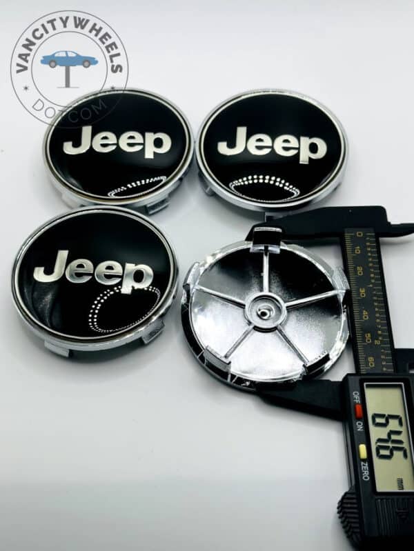 Jeep 68mm Black & Silver Wheel Center Caps - 4pc Set for Wrangler & Cherokee - Image 3