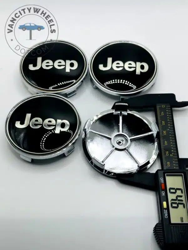 Jeep 68mm Black & Silver Wheel Center Caps - 4pc Set for Wrangler & Cherokee - Image 3