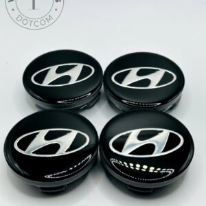 Hyundai 60mm Black and Silver Wheel Center Caps