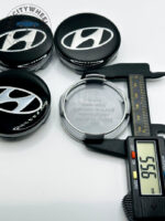 Hyundai 60mm Black & Silver Wheel Center Caps - 4pc Modern Logo Set - Image 3