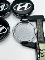 Hyundai 60mm Black & Silver Wheel Center Caps - 4pc Modern Logo Set - Image 2