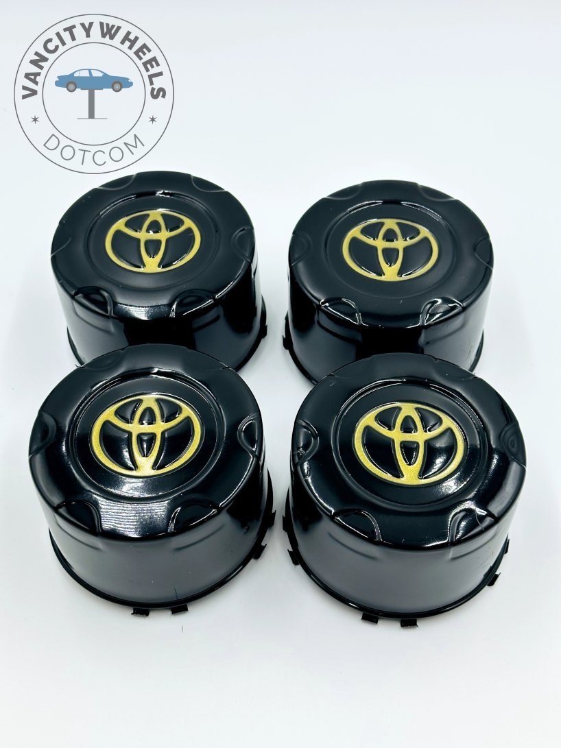 Set Of 4 Black/gold Toyota Steel Road Wheel Rim Centre Cap Land Cruiser 100 1998-2007, Black/gold Tall Hub Caps For Toyota Cars