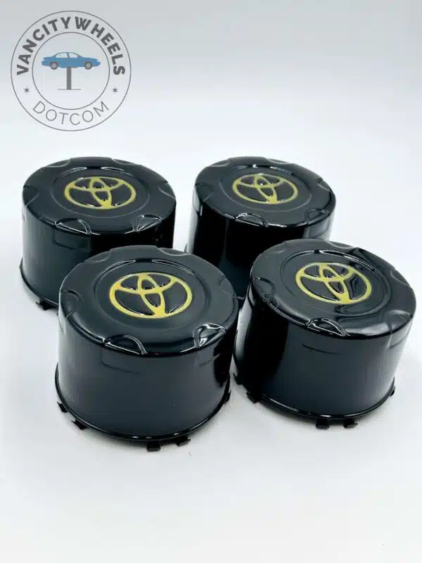 Set Of 4 Black/gold Toyota Steel Road Wheel Rim Centre Cap Land Cruiser 100 1998-2007, Black/gold Tall Hub Caps For Toyota Cars - Image 7