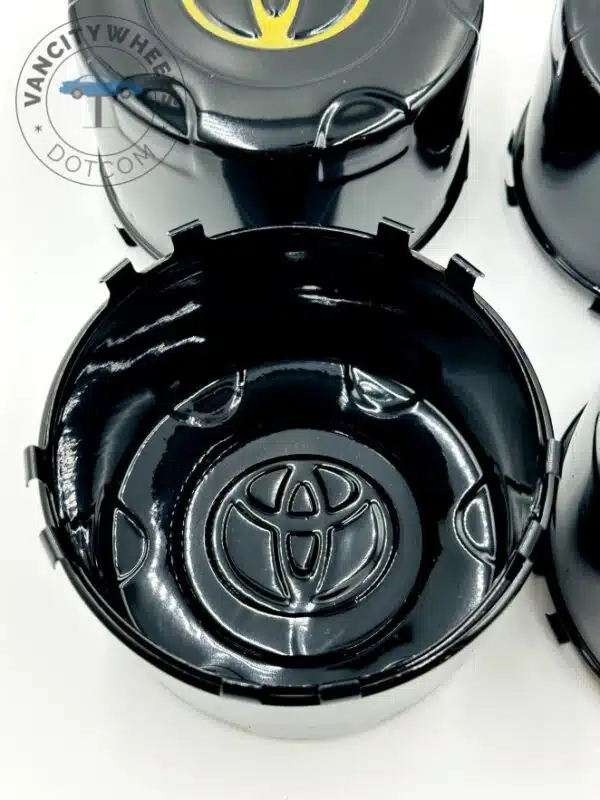Set Of 4 Black/gold Toyota Steel Road Wheel Rim Centre Cap Land Cruiser 100 1998-2007, Black/gold Tall Hub Caps For Toyota Cars - Image 3