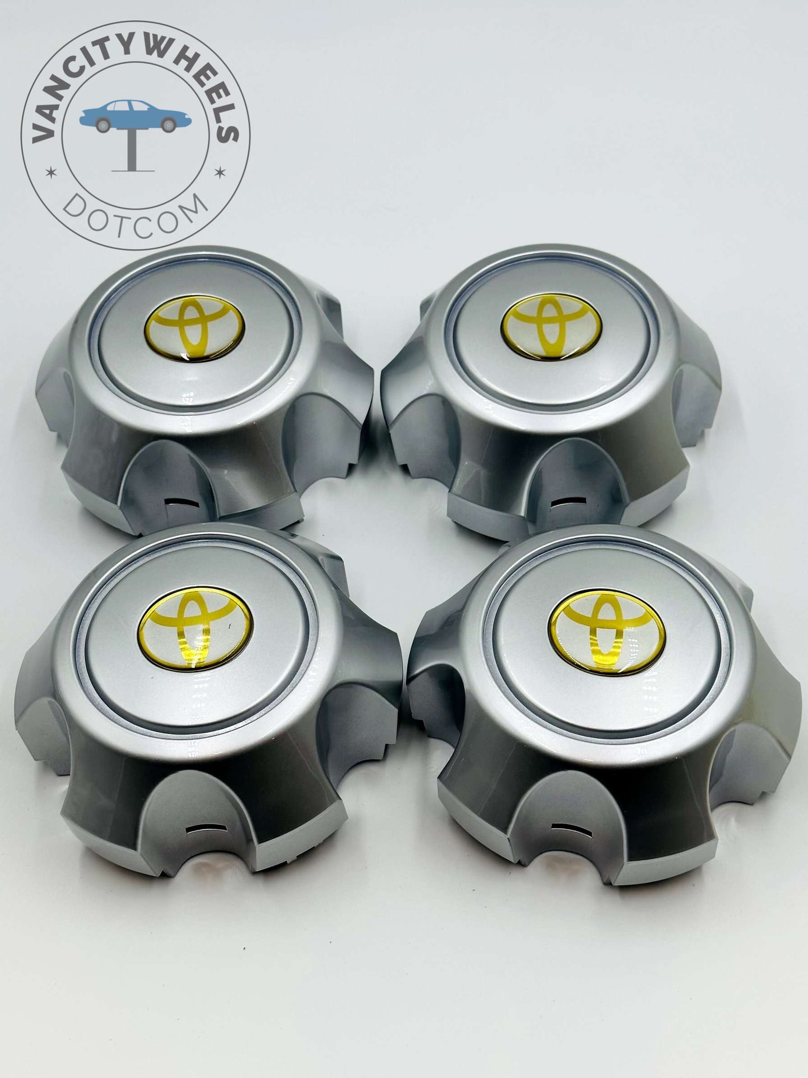 Set Of 4 Silver/gold Toyota Alloy Wheel Center Caps, Silver/gold Center Hub Caps For Toyota Cars