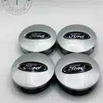 Set Of 4 Silver/Blue Ford Alloy Wheel Center Caps 66mm, Silver Center Hub Caps For Ford Cars 66mm