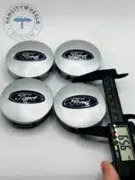 Set Of 4 Silver/Blue Ford Alloy Wheel Center Caps 66mm, Silver Center Hub Caps For Ford Cars 66mm - Image 2