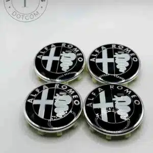 Alfa Romeo 59mm Black and White Wheel Center Caps