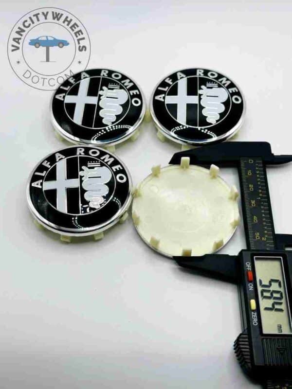 Alfa Romeo 59mm Black & White Wheel Center Caps - 4pc Set C403 - Image 2