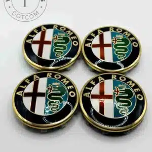 Alfa Romeo 59mm Black and Gold Wheel Center Caps