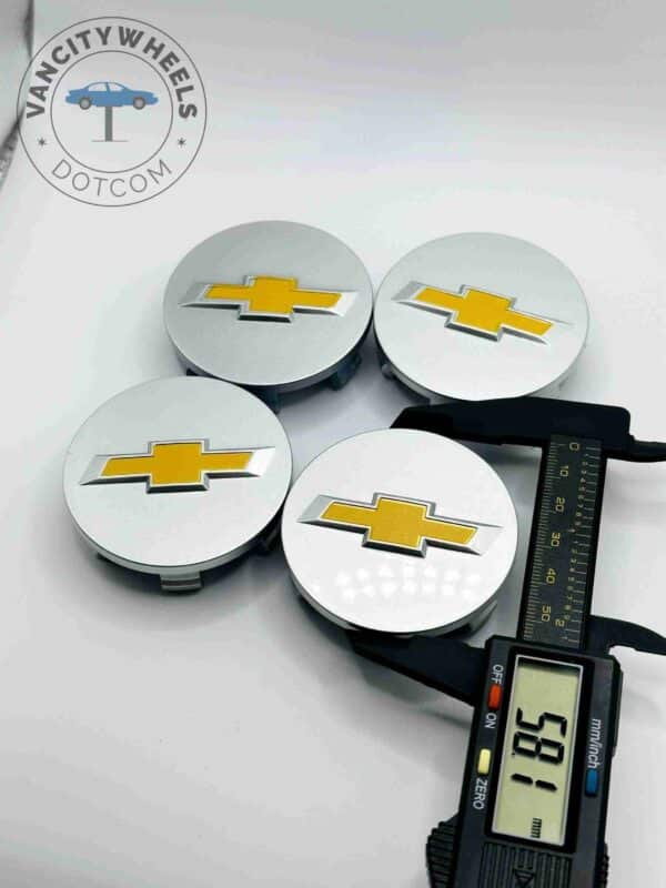 Set Of 4 Silver/gold Chevrolet Alloy Wheel Center Caps 58mm, Silver/Gold Center Hub Caps For Chevrolet Cars 58mm - Image 4