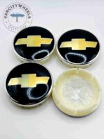 Set Of 4 Black/gold Chevrolet Alloy Wheel Center Caps 63mm, Black/Gold Center Hub Caps For Chevrolet Cars 63mm - Image 3