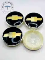 Set Of 4 Black/gold Chevrolet Alloy Wheel Center Caps 63mm, Black/Gold Center Hub Caps For Chevrolet Cars 63mm - Image 3