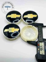 Set Of 4 Black/gold Chevrolet Alloy Wheel Center Caps 63mm, Black/Gold Center Hub Caps For Chevrolet Cars 63mm - Image 4
