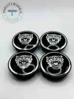Jaguar 59mm Black and Chrome Wheel Center Caps