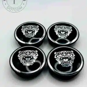 Jaguar 59mm Black and Chrome Wheel Center Caps