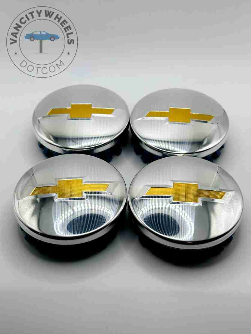 IMG_0161.jpg Set Of 4 Chrome/gold Chevrolet Alloy Wheel Center Caps 83mm, Chrome/chrome Center Hub Caps For Chevrolet Cars 83mm - Image 1
