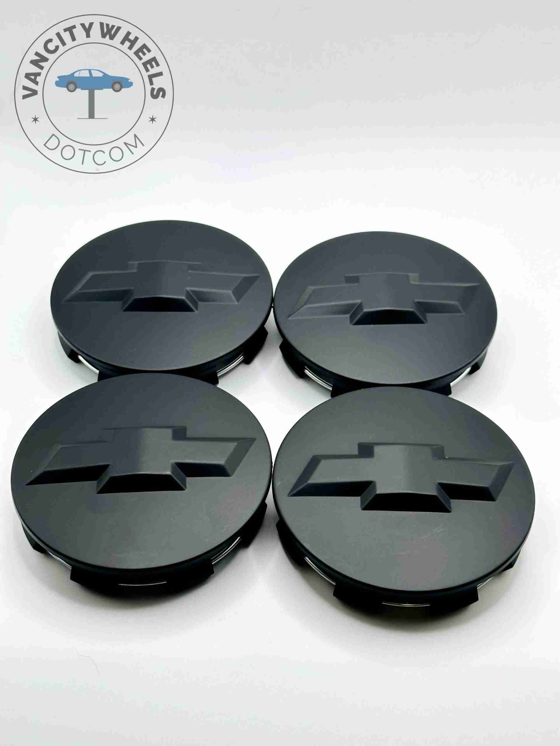 Set Of 4 Chevrolet Matte Black Alloy Wheel Center Caps 83mm, Center Hub Caps Matte Black Chevrolet 83mm