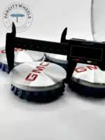 Set Of 4 Brushed Chrome/Red Gmc Alloy Wheel Center Caps 83mm, Brushed Chrome/Red Center Hub Caps For Gmc Cars 83mm - Image 2