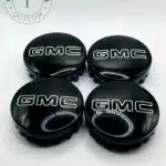 Set Of 4 Gloss Black/White Gmc Alloy Wheel Center Caps 83mm, Gloss Black/White Center Hub Caps For Gmc Cars 83mm