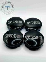 Set Of 4 Gloss Black/White Gmc Alloy Wheel Center Caps 83mm, Gloss Black/White Center Hub Caps For Gmc Cars 83mm