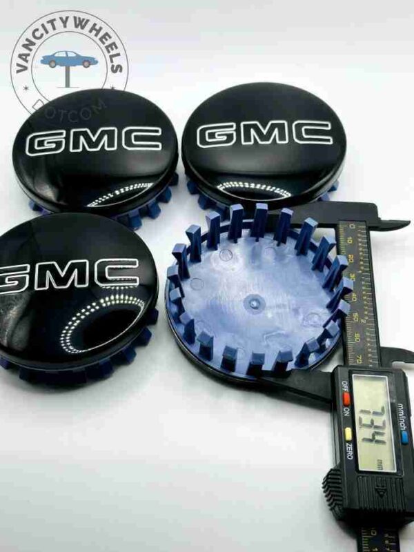 Set Of 4 Gloss Black/White Gmc Alloy Wheel Center Caps 83mm, Gloss Black/White Center Hub Caps For Gmc Cars 83mm - Image 3