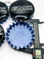 Set Of 4 Gloss Black/White Gmc Alloy Wheel Center Caps 83mm, Gloss Black/White Center Hub Caps For Gmc Cars 83mm - Image 2