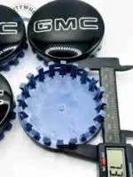 Set Of 4 Gloss Black/White Gmc Alloy Wheel Center Caps 83mm, Gloss Black/White Center Hub Caps For Gmc Cars 83mm - Image 2