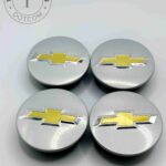 Set Of 4 Silver/gold Chevrolet Alloy Wheel Center Caps 59mm, Silver/Gold Center Hub Caps For Chevrolet Cars 58mm