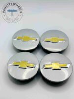 Set Of 4 Silver/gold Chevrolet Alloy Wheel Center Caps 59mm, Silver/Gold Center Hub Caps For Chevrolet Cars 58mm