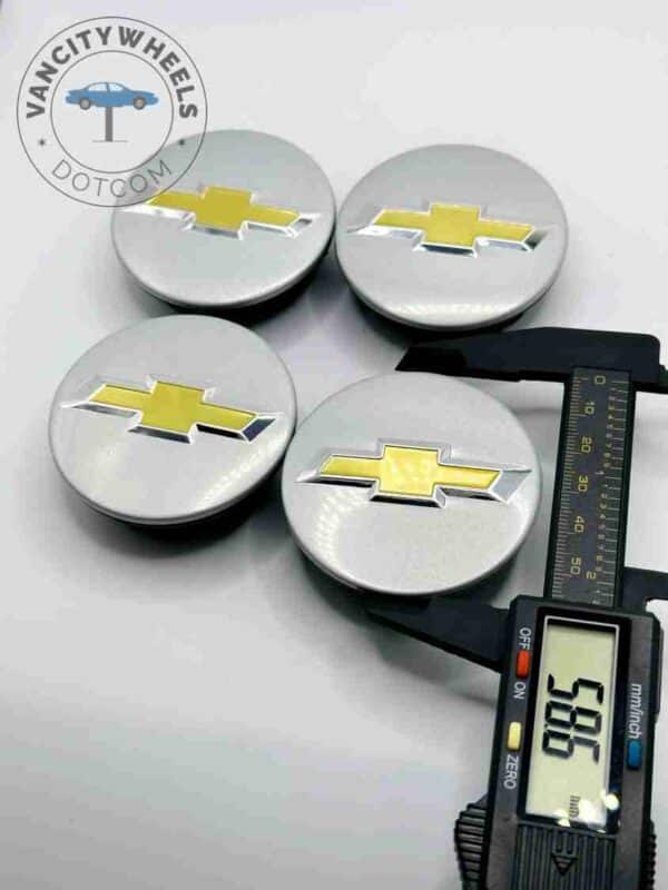Set Of 4 Silver/gold Chevrolet Alloy Wheel Center Caps 59mm, Silver/Gold Center Hub Caps For Chevrolet Cars 58mm - Image 2