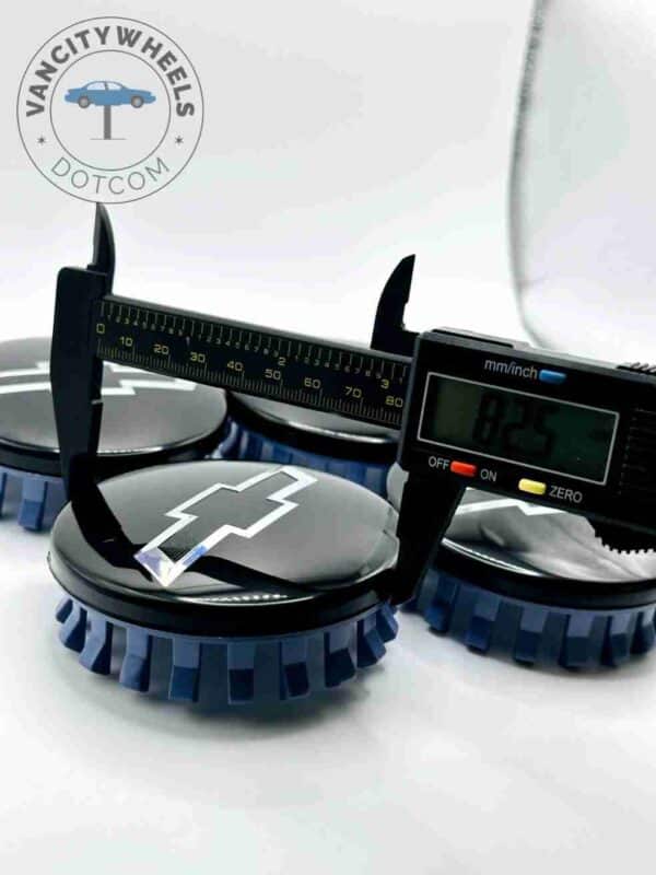 Set Of 4 Gloss Black/Silver Chevrolet Alloy Wheel Center Caps 83mm, Gloss Black/Silver Center Hub Caps For Chevrolet Cars 83mm - Image 4