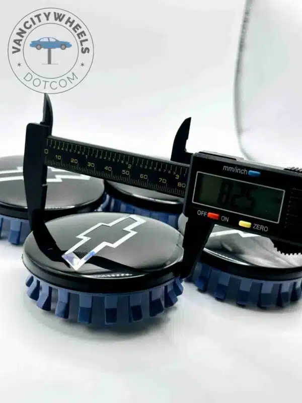 Set Of 4 Gloss Black/Silver Chevrolet Alloy Wheel Center Caps 83mm, Gloss Black/Silver Center Hub Caps For Chevrolet Cars 83mm - Image 4