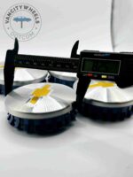 Set Of 4 Brushed Chrome/Gold Chevrolet Alloy Wheel Center Caps 83mm, Brushed Chrome/Gold Center Hub Caps For Chevrolet Cars 83mm - Image 2