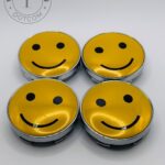 Smiley Face Emoji 60mm Wheel Center Caps - 4pc Happy Face Hubcaps