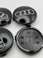 Audi 60mm Black Center Caps - 4pc Hubcap Set for Audi Rims - Image 2