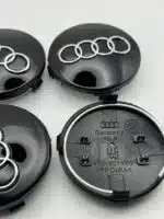 Audi 60mm Black Center Caps - 4pc Hubcap Set for Audi Rims - Image 2