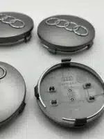Audi Wheel Center Caps 60mm - Set of 4 Grey & Chrome Badge Covers - Image 2