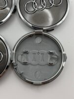 Audi 61mm Gloss Black & Chrome Wheel Center Caps - 4pc Set 4M0601170 - Image 2