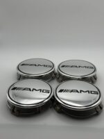 Mercedes AMG 75mm Silver Wheel Caps - 4pc Hubcap Set - Image 2